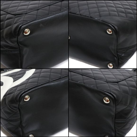 Chanel Cambon Line Shoulder Tote Bag Calfskin Leather Black